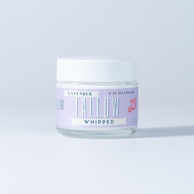 Lady May Tallow Whipped Tallow 2oz - All Natural Face Cream and Whole Body Moisturizer for Dry Skin - Made with Scented Oil Blend - No Preservatives, Parabens or Seed Oils - USA Made - Lavender