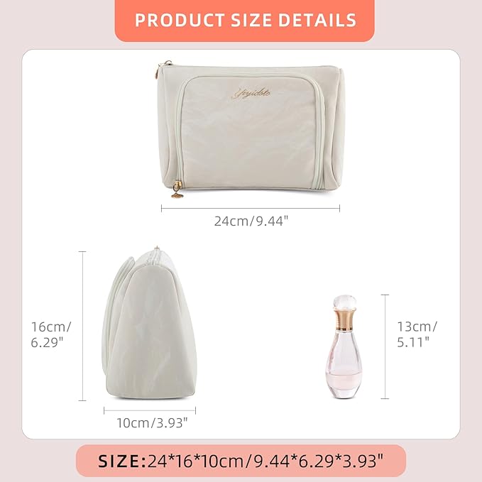 YIYIDSTO Cosmetic Bag Travel Makeup Bag Large Capacity Small Travel Zipper Pouch Makeup Organizer Bag for Women (White-2 Pack)
