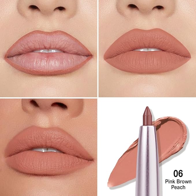 FeiCuiYun Retractable Lipliner Pencil Waterproof Makeup for Lip Liner and Eye Liner, Smooth and Creamy, Long Lasting Matte Finish, Vegan Beauty, Matte Velvet Pigmented Lip Liner (06#Peach Red, 1)