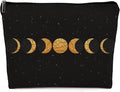 Dwept Abstract Boho Minimalist Moon Phases Cosmetic Bag, Mid Century Bohemian Modern Art Makeup Bag Zipper Cosmetic Pouch Bag Travel Linen Makeup Organizer, Boho Gifts for Women Teen Girls Her Teens