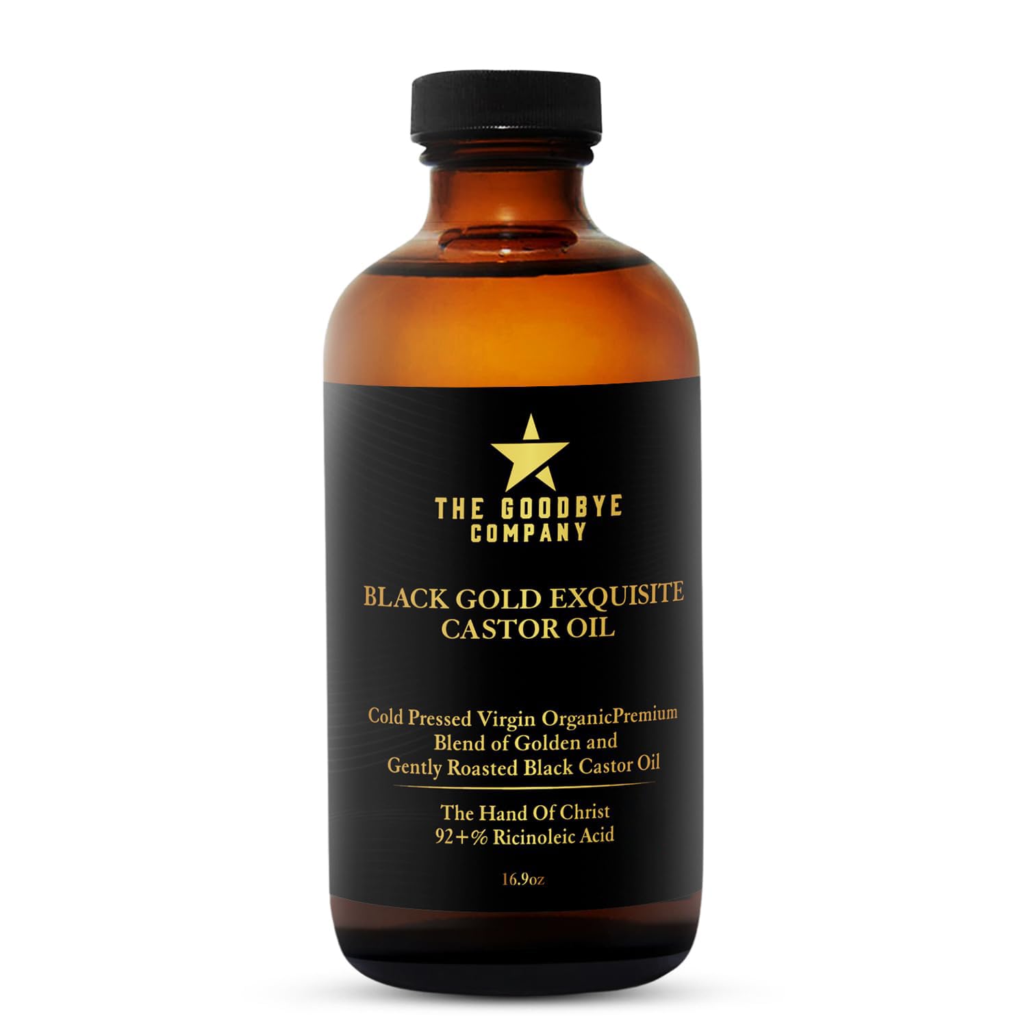 The Goodbye Company Organic Jamaican Black Castor Oil for Hair, Skin, Brows & Lashes, 16.9 oz