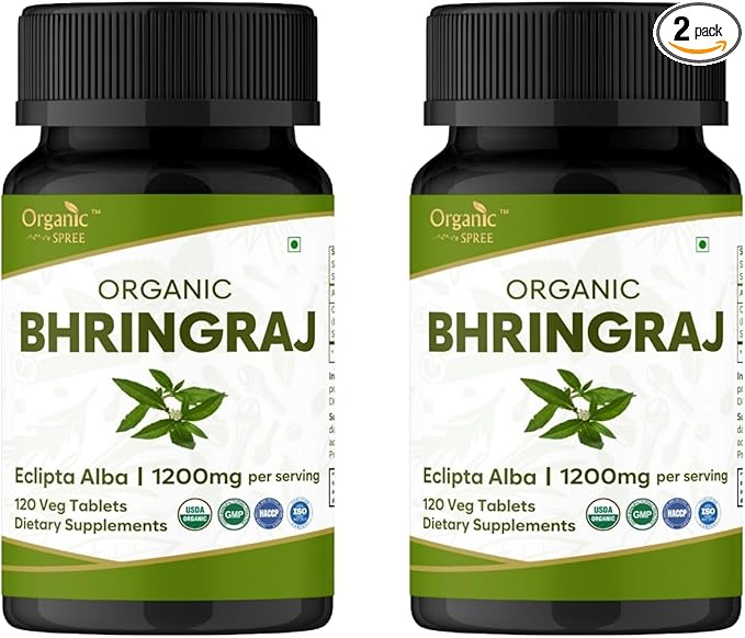 ORGANIC SPREE Bhringraj 120 Tablets - USDA Organic Bhringraj (Eclipta alba) Supplement, Supports Hair Nourishment* - Pack of 2