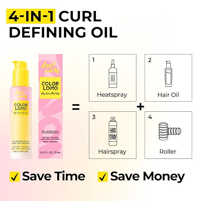 COLORLOMO Styling & Curl Defining Oil Serum | 24-Hour Touchable Hold Hair Oil for Natural & Styled Curly Hair l Heat Thermal Protection, Creates Smooth, Shiny, Lightweight Hair