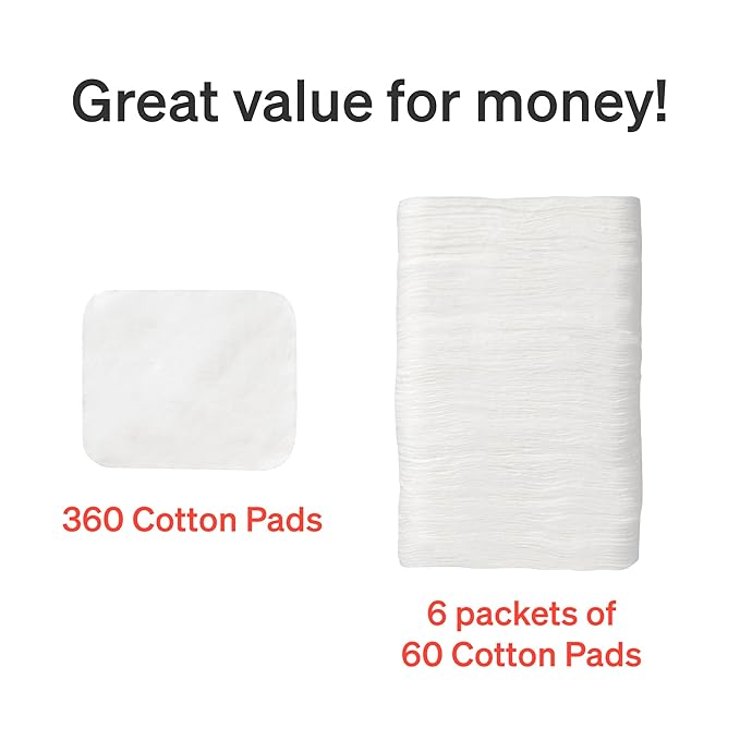 Baby Cotton Pads by LoveNoobs, 360 Ct Organic Cotton Squares, XL Lint-Free