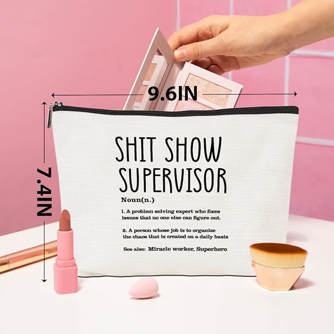 CQM Supervisor Gifts for Women Sarcastic Makeup Bag Thank You Gifts Cosmetic Bag Funny Zipper Pouch Boss Farewell Appreciation Gifts for Coworkers Mentor Manager Leader Christmas Birthday Gifts