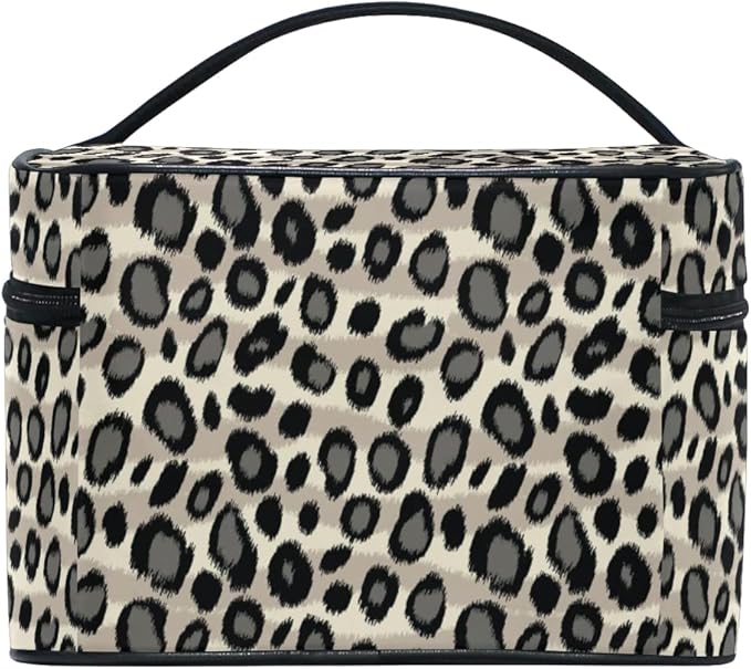 MNSRUU Makeup Bag, Leopard Skin Animal Print Travel Makeup Organizer Bag Cosmetic Cases Toiletry Bags for Girl Women Ladies