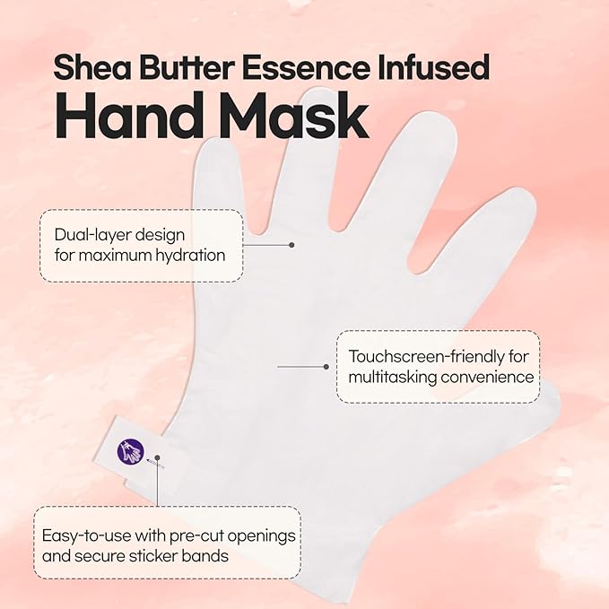 Epielle Moisturizing Hand Mask 6 Pairs, Soften with Sunflower Seed Oil & Vitamin E, Deep Moisturizing Gloves for Dry, Cracked Hands, Self Care Gifts for Women, Spa Kit