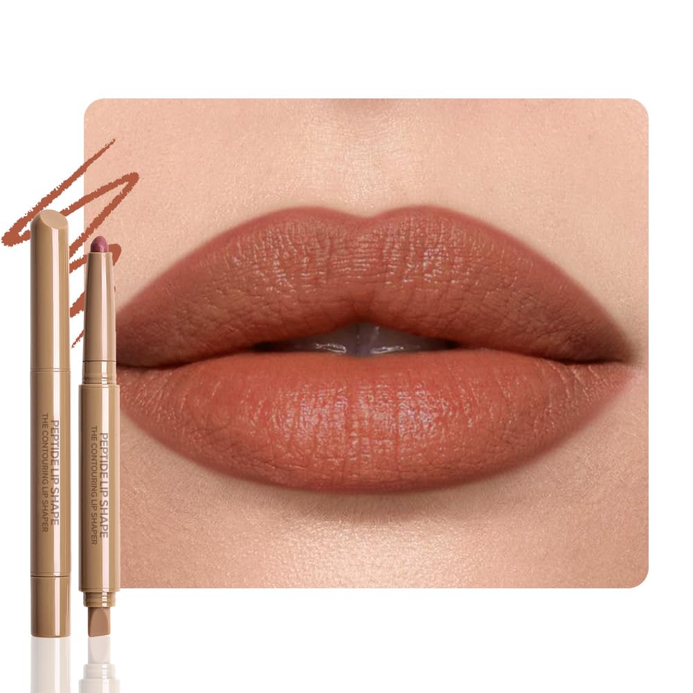 SUAKE Plump Matt Lipstick Lipliner Pencil Pack,Waterproof Crayon with Silicone Smudger for Define Contours & Sculpting Lip, Longwear Moisture Smooth Creamy Formula for Lip Makeup-04 Nutmeg