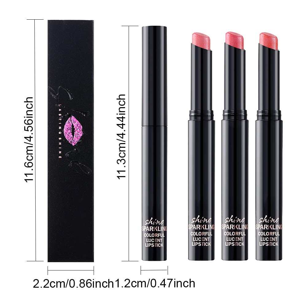 3Pcs Pink Nude Orange Metallic Lipstick for Women,Lightweight Non-Drying Shimmer Frosted Lipstick,Glitter Lip Gloss Stain Long Lasting Waterproof Smudge Proof 24 Hour Full Coverage Lip Makeup,Vegan