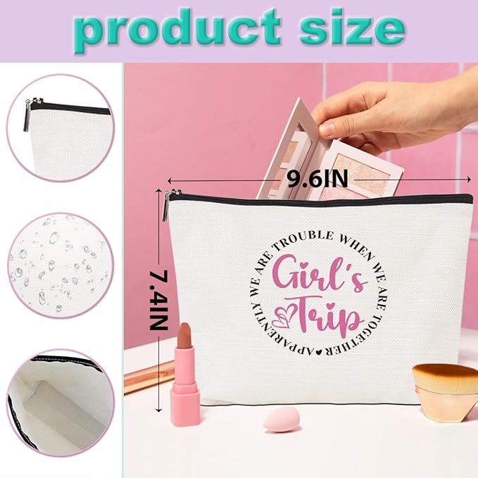 4Pcs Girls Trip Gifts Girls Weekend 2026 Makeup Bag Girls Trip Gifts Favors