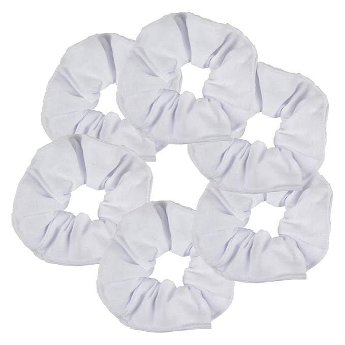Motique Accessories Large Scrunchies for Women, Pack of 6, White