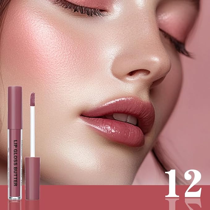 FeiCuiYun Brown Nourishing Lip plumper Gloss, Purple Moisturizing High Shine Lip Glow Oil, Long Wear Hydration Mini Liquid Lipstick Makeup, Fresh Lightweight Glossy Plumping Lip Gloss for Women (12#)