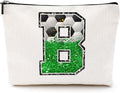 CQM Soccer Gifts Initial Makeup Bag Soccer Girl Gifts Cosmetic Bag Letter B