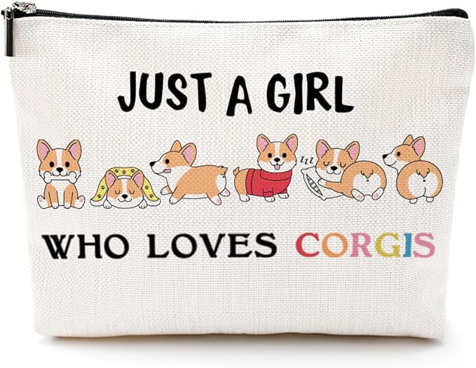 CQM Corgi Gifts Funny Corgi Makeup Bag Funny Cosmetic Bag Toiletry Bag Zipper Pouch for Women Girls Female Sister Daughter Friend Birthday Graduation Friendship