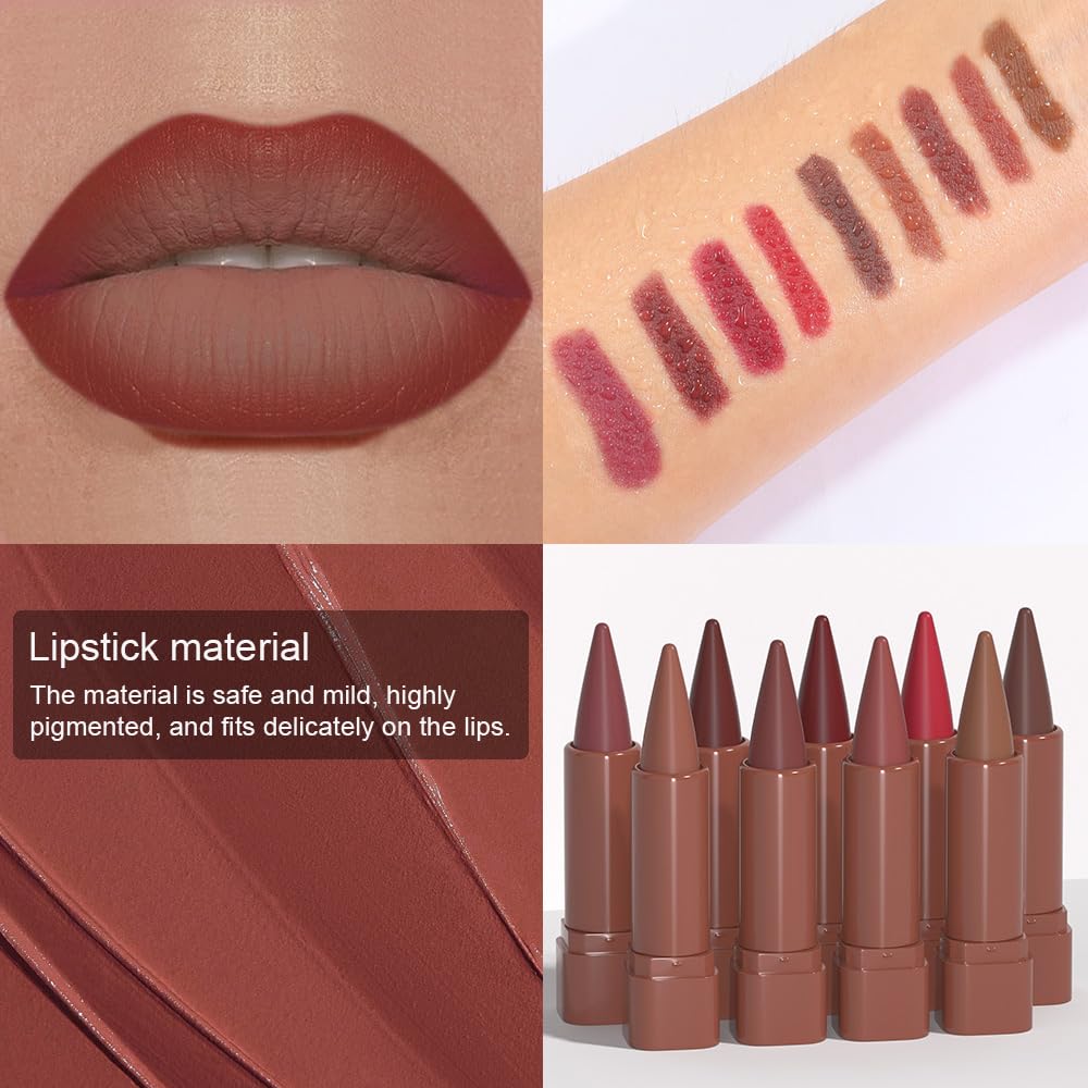 Rose Brown Lip Liner,LongLasting Matte Lipstick,Cone Tip LipLiner Pencil