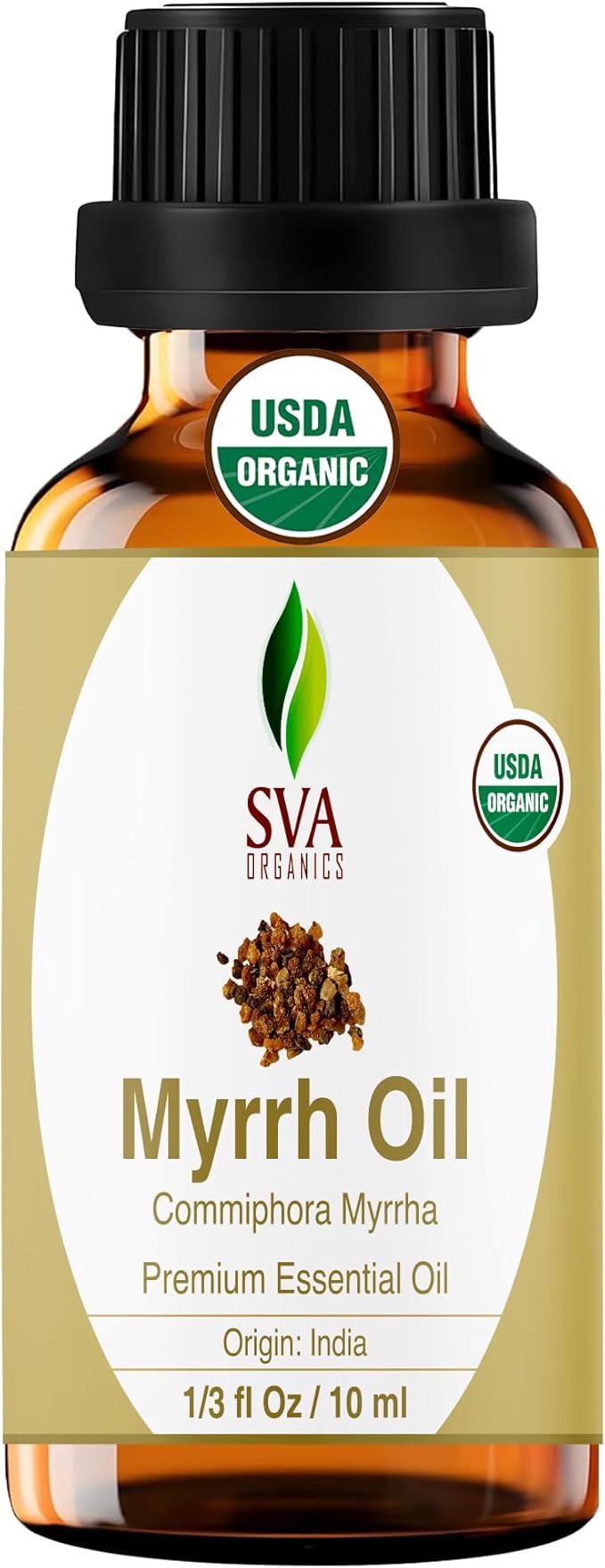 SVA Organic Myrrh Essential Oil in Glass Bottle, 1/3 Fl Oz (10 ml)