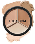 THESAEM Cover Perfection Triple Pot Concealer - 02 Contour Beige for 3D Facial Contouring - 3-Color Multi Concealer Palette with Shading & Highlighting - Korean Makeup with Sweet Almond Oil