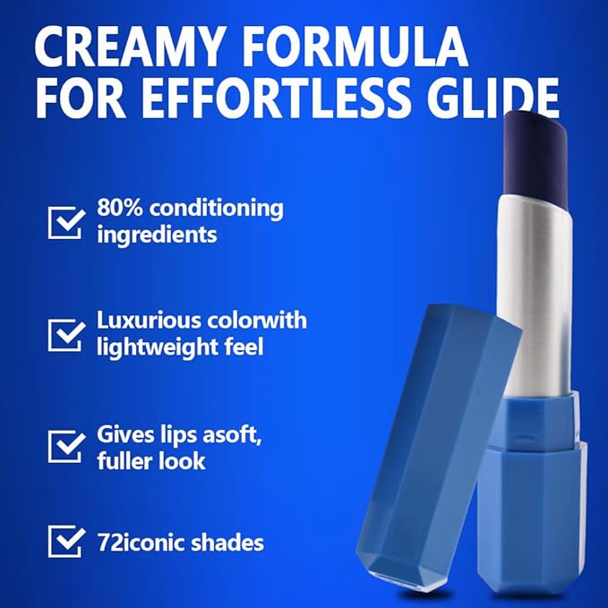 IATMOMOD Steel Blue Cream Matte Lipstick Stick 14#, Longwear Full Coverage Velvet Lip Color, Waterproof Multi-Use Lip & Cheek Makeup for Party & Daily Wear, Labial con color mate para uso diario