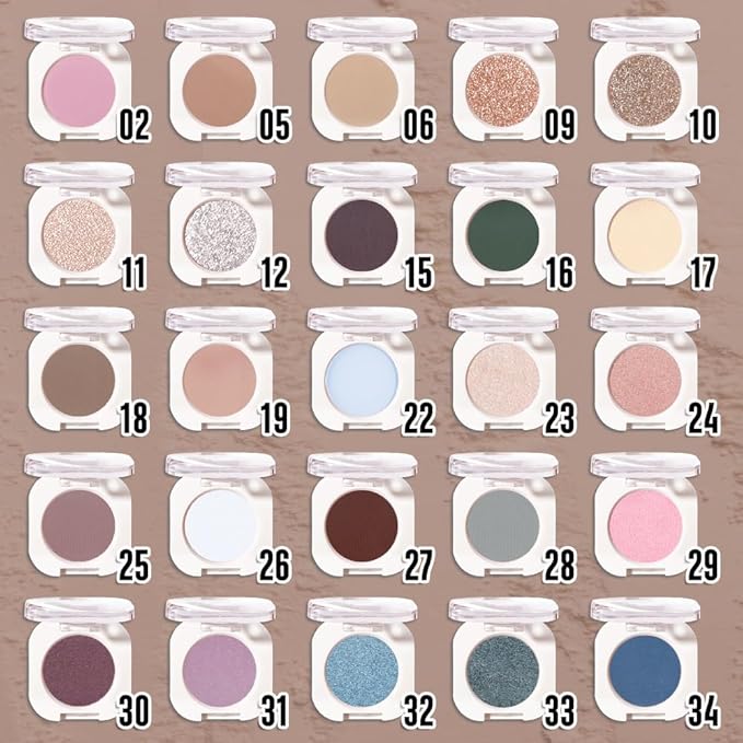 QIDSTERS Light Cocoa Matte Single Eyeshadow, Lightweight Blendable Mini Eye Shadow for Older Women, Monochrome Eyeshadow Palette Makeup Pigmented Waterproof, Vegan & Cruelty-Free, 18