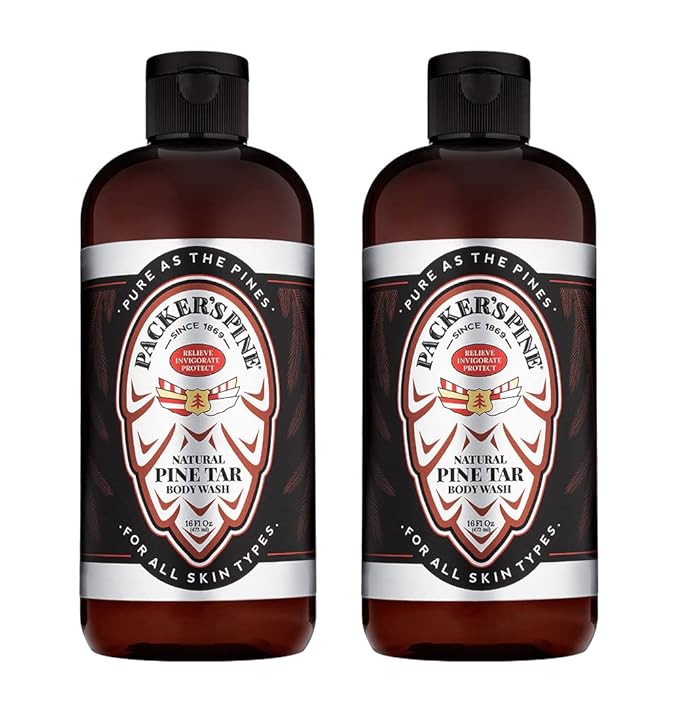Packer's Pine Tar Body Wash for Men & Women | Soothing Pine Tar Shower Gel for Psoriasis, Eczema & Itchy Skin | Natural Pine Tar & Oils | Paraben & Sulfate-Free, 16 fl oz, 2 Pack