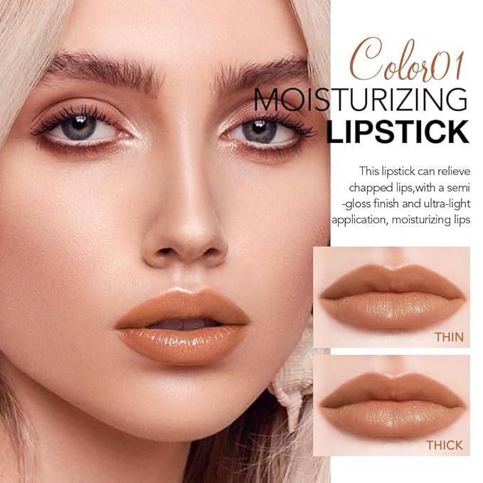 HHLTOH 2Pcs Tinted Lip Balm Moisturizing Lipstick – Waterproof Hydrating Matte Lip Balm for Women, Creamy Natural Color Stain for Dry Lips, Soft Matte Finish (1# Warm Orange Nude Brown & 4# Mauve)