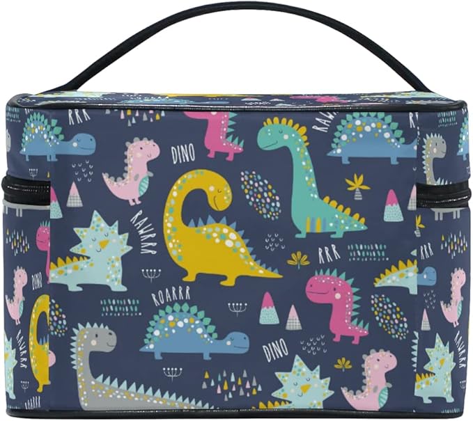 MNSRUU Makeup Bag, Cute Funny Dinosaurs Travel Makeup Organizer Bag Cosmetic Cases Toiletry Bags for Girl Women Ladies