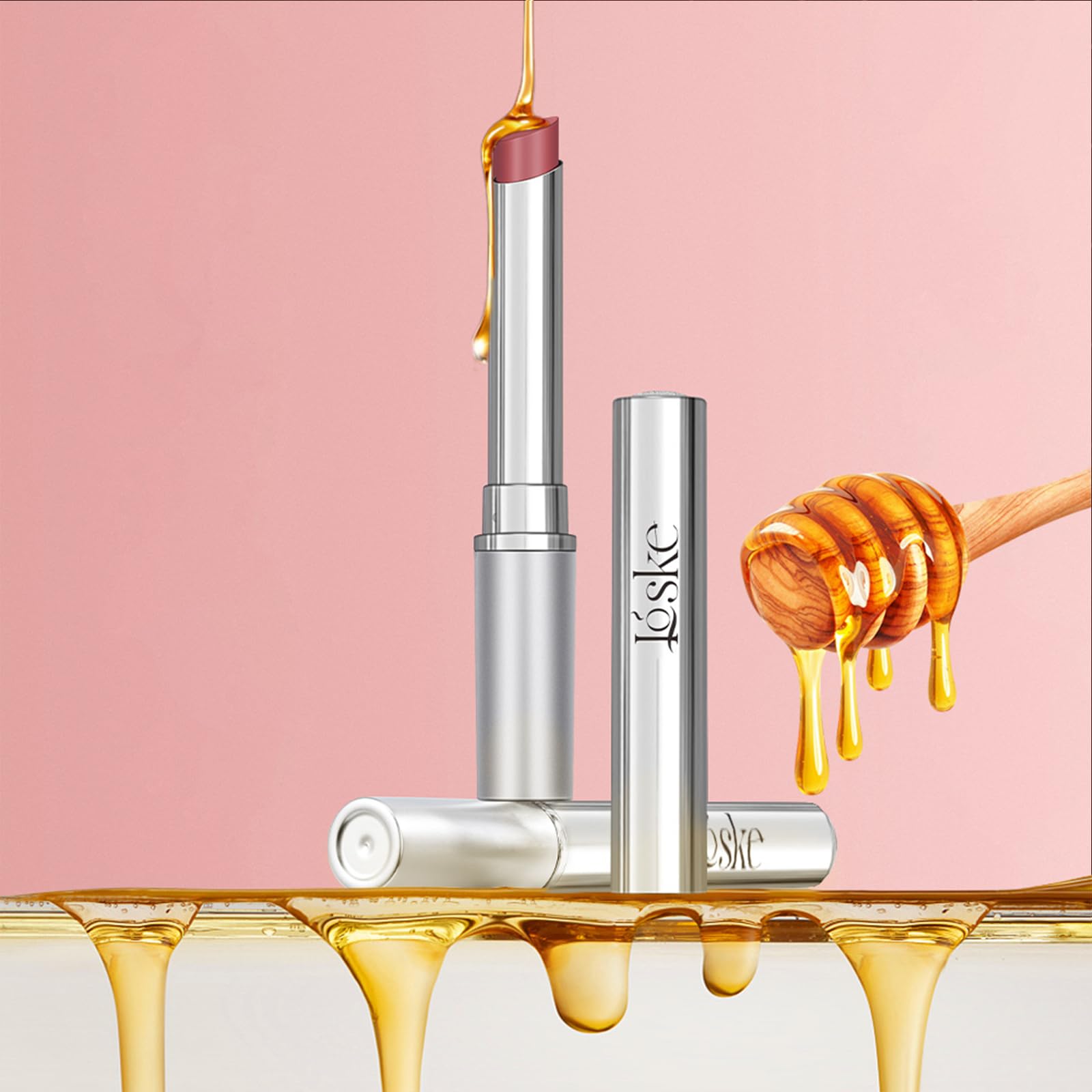 Honey Lipstick, Moisturizing Natural Lip Color, Hydrating Long Lasting Glossy Finish with Honey for Smooth Soft Lips, Smooth Application, Daily Wear (Pink)