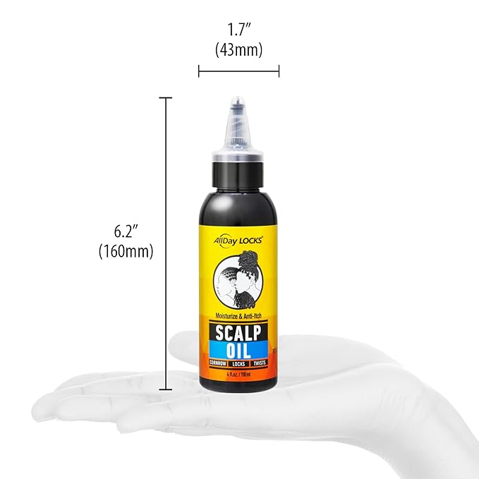 AllDay Locks Scalp Oil - Scalp Moisturizer for Braid & Hair Care, for Men and Women, Moisturizing and Strengthening Treatment, Oil for Dryness and Tension Relief - 4 oz Bottle