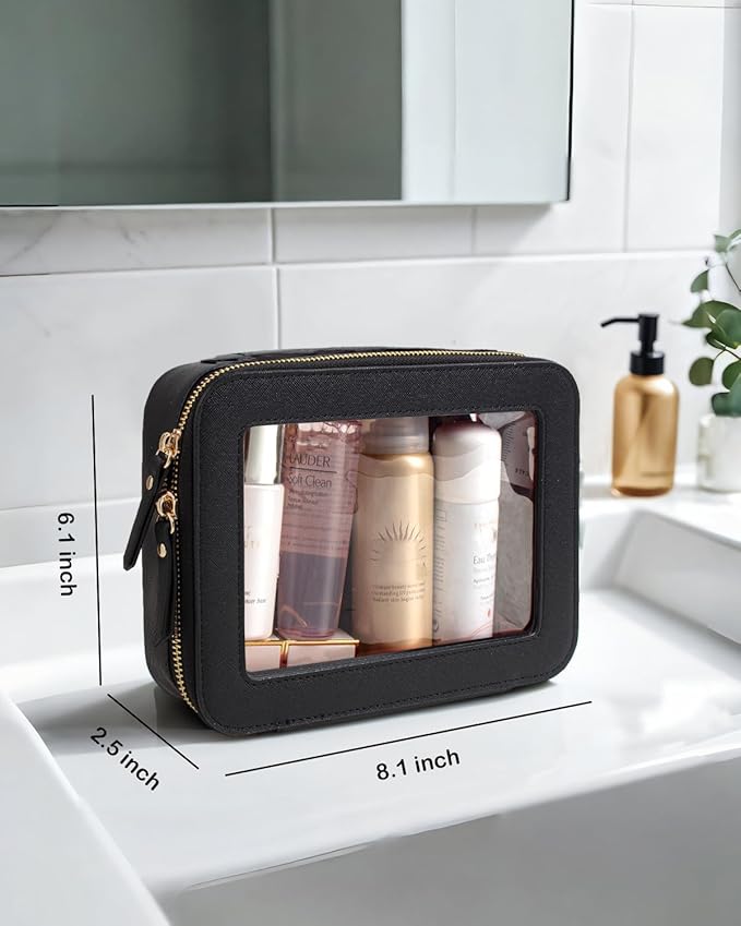 FFpaw Clear American Mahjong Tile Bag, Makeup Bag Travel Cosmetic Organizer Case Waterproof Skincare Toiletry Bag with Zipper Portable Make Up Pouch Compact Car Organizer Bag for Essentials