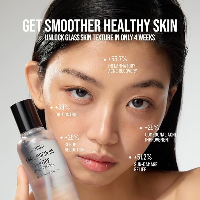 JUMISO Snail Mucin 95% + 5 Peptide Essence, Korean Face Serum, 4.73 fl oz