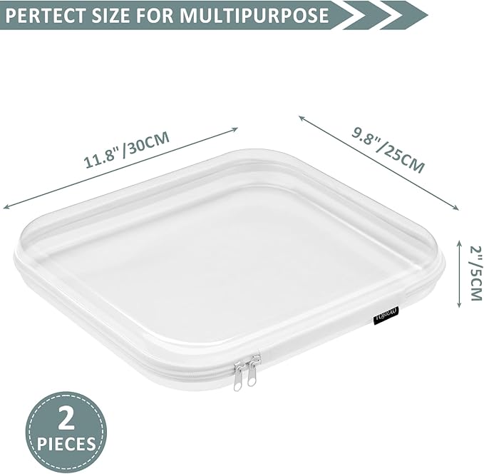 YQBRAO Clear Hard Shell Storage Organizer Set, 2-Pack, White