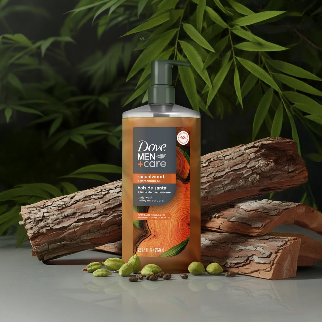 Dove Men Moisturizing Body Wash, Sandalwood + Cardamom Oil, 26oz