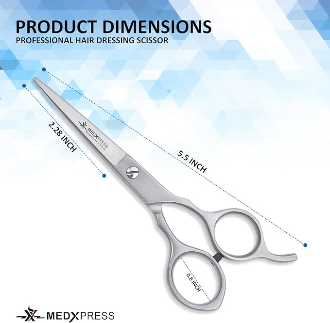 Medxpress Hair Cutting Scissors 5.5" Stainless Steel Styling Shears Japanese Style for Hair Cutting Professional Barber Scissors for Hair Salon and Home Sharp Trim Scissors Ideal for Women and Men.