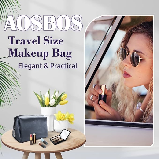 Aosbos Small Makeup Pouch, Travel Cosmetic Bags for Women,Travel Pouch