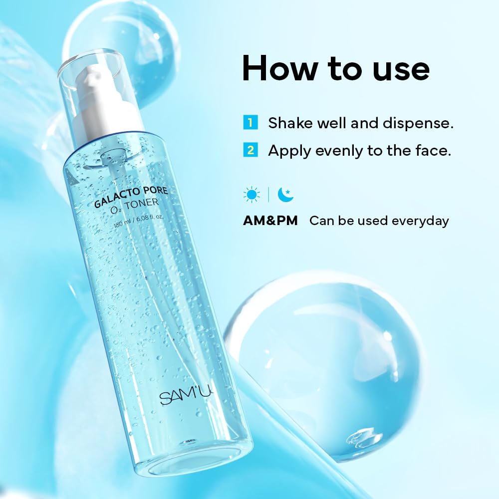SAM'U Galacto Pore O2 Toner, Pore Refining Hydrating Toner, 6.08 fl oz