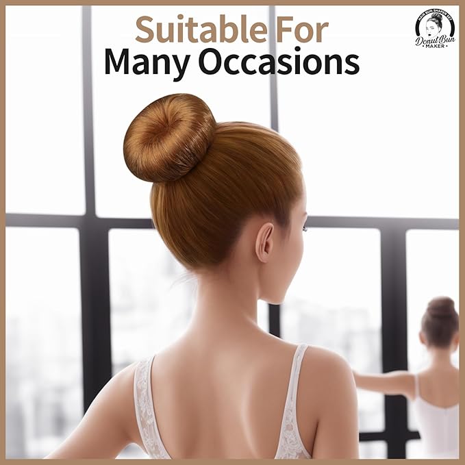 Teenitor Hair Bun Maker, Hair Buns for kids Girls, Hair Donuts, Ballet Bun Maker,4 Size, Light Brown