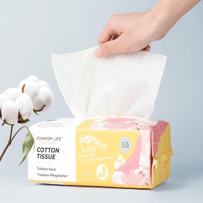 Disposable Face Towel 100 Count, 7.9"X7.9"Clean Face Towelettes for Washing Face, 100% Cotton Soft Dry Wipe, Biodegradable Face Towels & Facial Tissuel Travel Size for Cleaning, Makeup Removal