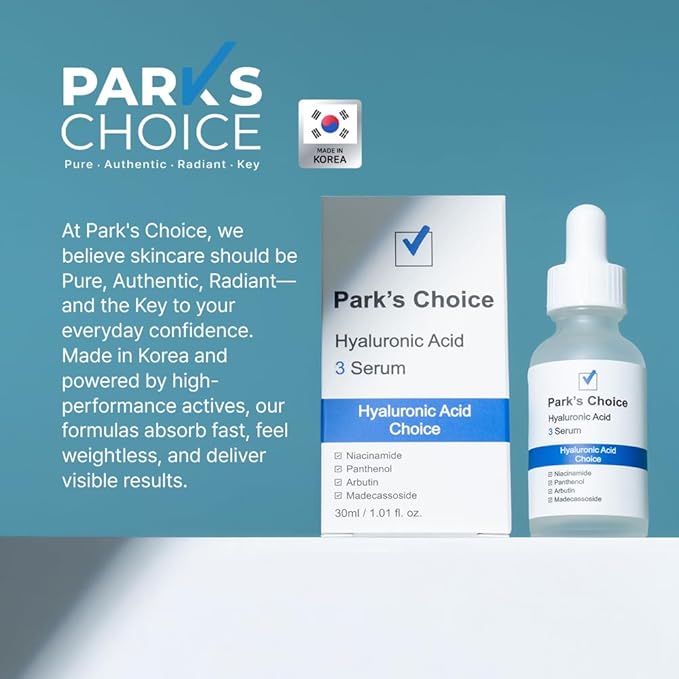 Hyaluronic Acid Serum for Dry Skin | Deep Hydration Serum with Hyaluronic Acid 3% + Niacinamide + Madecassoside | Plumping & Moisture Barrier Care Facial Serum | Korean Skincare | Park’s Choice