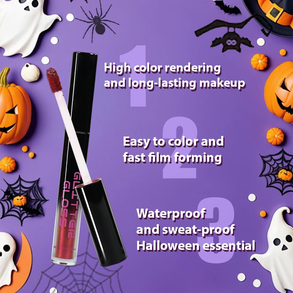 CAKAILA Red Purple Metallic Lipstick for Women,Glitter Sparkling Liquid Lipstick,Long Lasting Waterproof Lightweight Comfortable Non-Drying Bold Dark Lip Gloss for Gothic Stage Makeup,Vegan