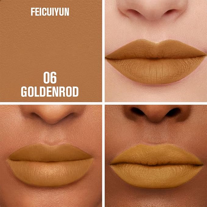 FeiCuiYun Matte Calligraphy Liquid Lip Liner Lipstick Pencil, Golderod Nude Pink Long-Lasting Transfer-Proof Lip Stain, Lightweight Lipstick, Sheer Buildable Color, Fades to a Natural Wash of Colors