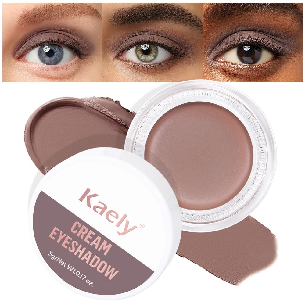 Kaely Single Cream Eyeshadow Pot, Nude Brown Matte Eye Shadow for Older Women High Pigmented Waterproof, Natural Eyeshadow Palette Makeup Brightener, sombras en crema para ojos, Blendable, R03