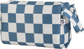 Tiny Twinkle Waterproof Travel Toiletry & Makeup Bag Organizer | Makeup Pouch with Multiple Compartments & Snap Handle for Travel | Gift for Teen Girls and Women（Blue Checkers