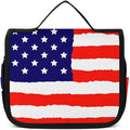 CWECVWE Travel Toiletry Bag, Portable Makeup Bag with Hanging Hook, Hanging Organizer for Women Men Shampoo, Conditioner, Brushes Set, Red Blue White American Flag