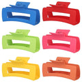 Sisiaipu 4 Inch Big Hair Claw Clips 6 Pcs Large Claw for Thick Hair Square Hair Clips for Women Rectangle Hair Clips Nonslip Acrylic Banana Jaw Clips Hair Accessories for Girls (Dopamine)