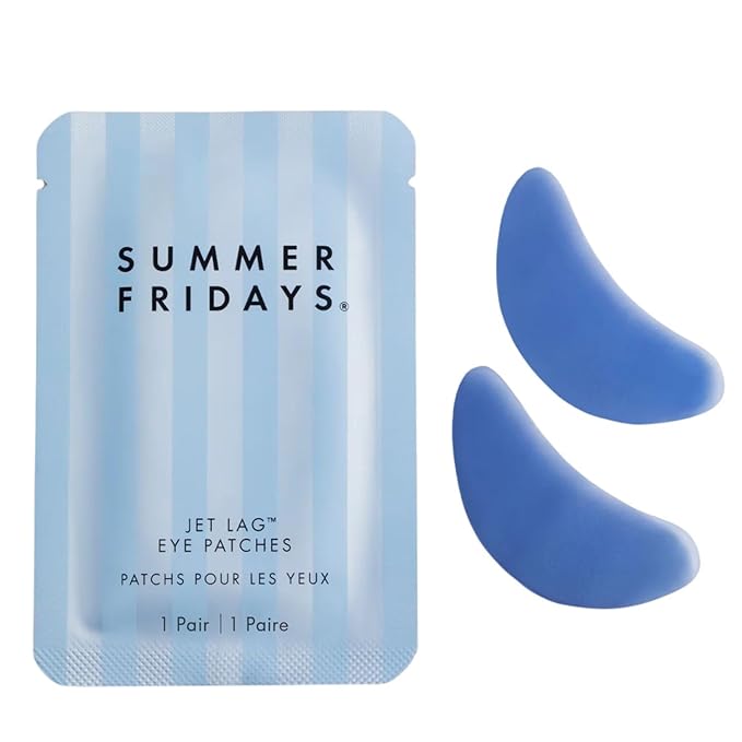 Summer Fridays Jet Lag Hydrating Eye Patches - De-puffing Hydrogel Under Eye Masks with Hyaluronic Acid, Caffeine + Peptides - Soothing + Refreshing At-Home + Travel Skin Care (6 Pairs)