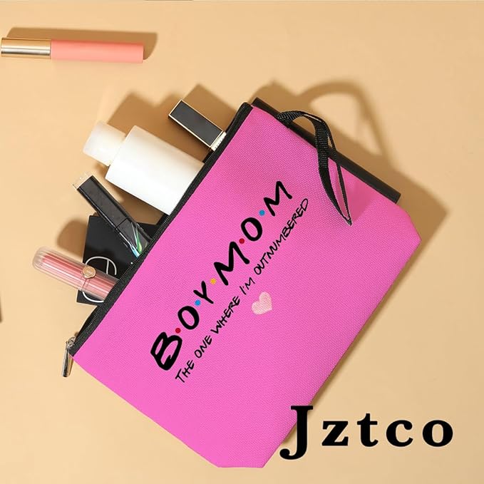 Jztco Boy Mama Makeup Bag, Baby Shower Gifts for Mom First Time Boy, Pink