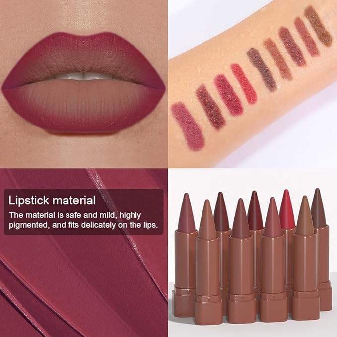 JUAAZIN Mauve Gradient Matte Lip Liner Pencil Crayon for Women - Waterproof Smudge-Proof Kissproof Long-Wear Lip Pencil, Flawless Contour Ombre Effect Lip Crayon,Creamy Pigmented Lip Liner 09#