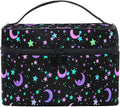 MNSRUU Makeup Bag, Crescents and Stars Makeup Organizer Bags Toiletry Bag Box Travel Cosmetic Bag Make Up Train Case for Women Teen Girl Ladies