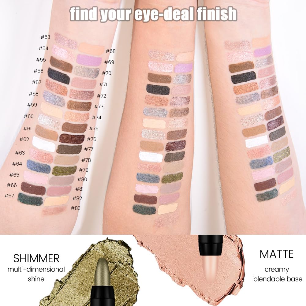Kaely Cream Eye Shadow Sticks, Rose Gold Shimmer Eyeliner Pencil Eyeshadow Palette Makeup, Eye Highlighter Brightener Stick for Older Women Waterproof Pigmented, sombras para ojos, New-83
