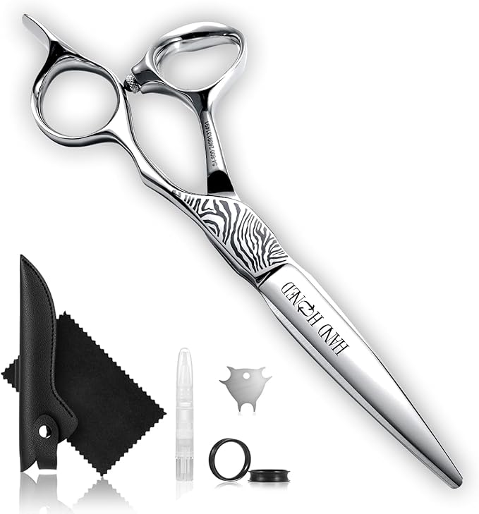 GGPH Professional Hair Cutting Scissors - SUS 440C & Cobalt Stainless Steel Barber Shears Fine Adjustment Tension Premium Shears for Hair Cutting (Hair Cutting Scissors S4, 6.0 Inches)